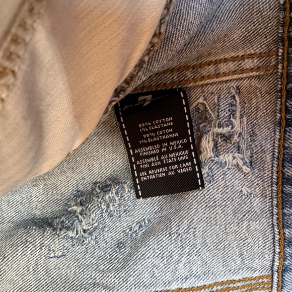 RETAIL $248 Seven for all mankind distressed cropped Jean jacket light denim - Picture 6 of 9